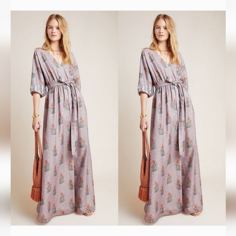 Anthropologie Sachin and babi Isolde floral sequin maxi dress